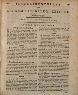 Allgemeine Literatur-Zeitung (Literarisches Zentralblatt für Deutschland) Samstag 6. August 1791