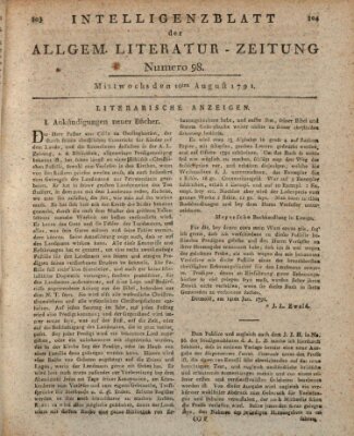 Allgemeine Literatur-Zeitung (Literarisches Zentralblatt für Deutschland) Mittwoch 10. August 1791