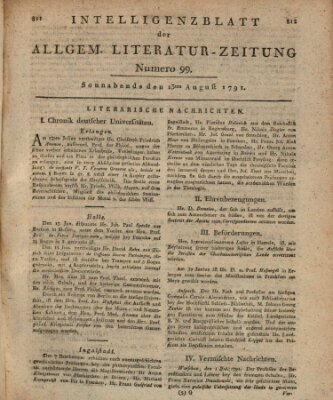 Allgemeine Literatur-Zeitung (Literarisches Zentralblatt für Deutschland) Samstag 13. August 1791