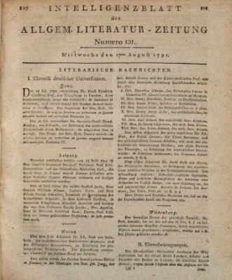 Allgemeine Literatur-Zeitung (Literarisches Zentralblatt für Deutschland) Mittwoch 17. August 1791