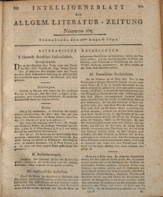 Allgemeine Literatur-Zeitung (Literarisches Zentralblatt für Deutschland) Samstag 27. August 1791