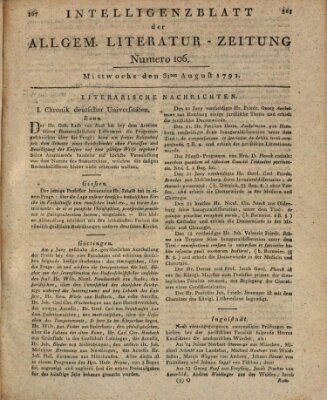 Allgemeine Literatur-Zeitung (Literarisches Zentralblatt für Deutschland) Mittwoch 31. August 1791