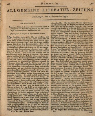 Allgemeine Literatur-Zeitung (Literarisches Zentralblatt für Deutschland) Dienstag 6. September 1791