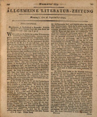 Allgemeine Literatur-Zeitung (Literarisches Zentralblatt für Deutschland) Montag 26. September 1791