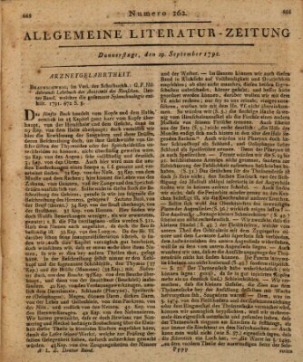 Allgemeine Literatur-Zeitung (Literarisches Zentralblatt für Deutschland) Donnerstag 29. September 1791