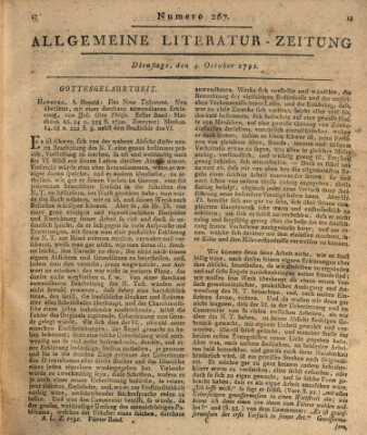 Allgemeine Literatur-Zeitung (Literarisches Zentralblatt für Deutschland) Dienstag 4. Oktober 1791