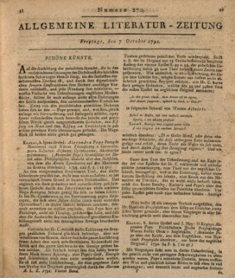 Allgemeine Literatur-Zeitung (Literarisches Zentralblatt für Deutschland) Freitag 7. Oktober 1791