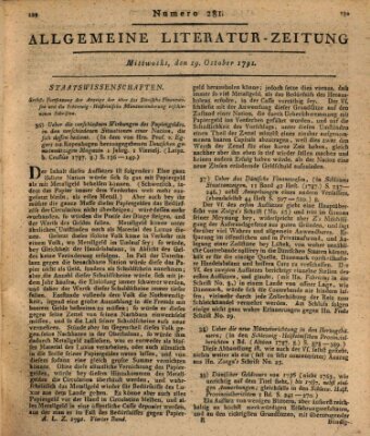 Allgemeine Literatur-Zeitung (Literarisches Zentralblatt für Deutschland) Mittwoch 19. Oktober 1791