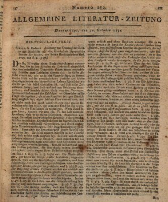 Allgemeine Literatur-Zeitung (Literarisches Zentralblatt für Deutschland) Donnerstag 20. Oktober 1791