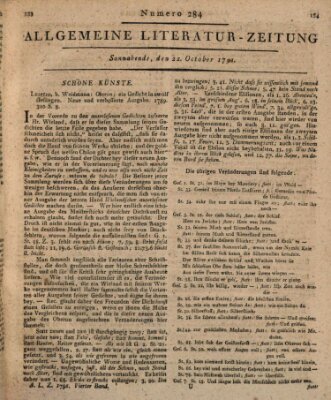 Allgemeine Literatur-Zeitung (Literarisches Zentralblatt für Deutschland) Samstag 22. Oktober 1791