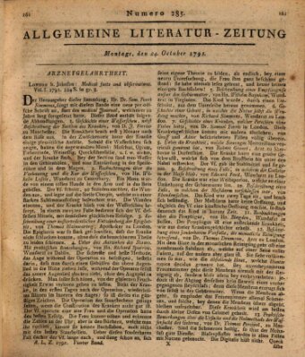 Allgemeine Literatur-Zeitung (Literarisches Zentralblatt für Deutschland) Montag 24. Oktober 1791