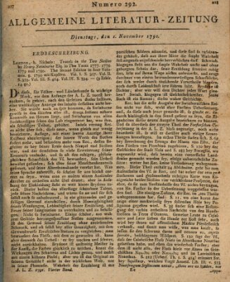 Allgemeine Literatur-Zeitung (Literarisches Zentralblatt für Deutschland) Dienstag 1. November 1791