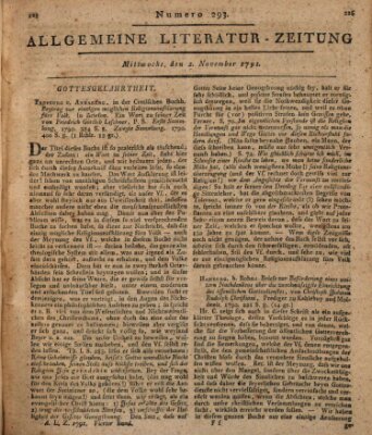 Allgemeine Literatur-Zeitung (Literarisches Zentralblatt für Deutschland) Mittwoch 2. November 1791