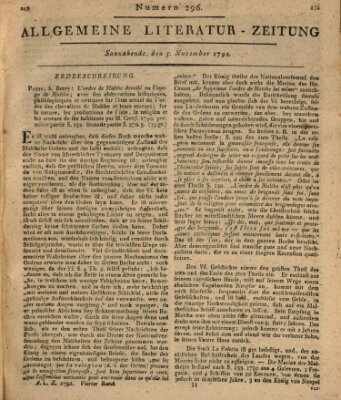 Allgemeine Literatur-Zeitung (Literarisches Zentralblatt für Deutschland) Samstag 5. November 1791