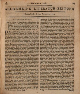 Allgemeine Literatur-Zeitung (Literarisches Zentralblatt für Deutschland) Samstag 12. November 1791