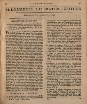 Allgemeine Literatur-Zeitung (Literarisches Zentralblatt für Deutschland) Dienstag 15. November 1791