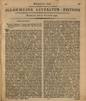 Allgemeine Literatur-Zeitung (Literarisches Zentralblatt für Deutschland) Mittwoch 16. November 1791