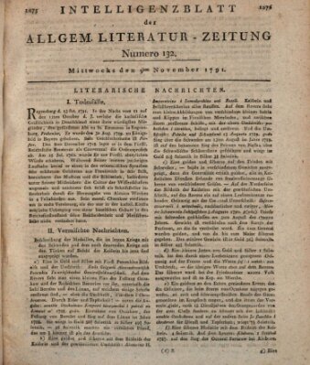 Allgemeine Literatur-Zeitung (Literarisches Zentralblatt für Deutschland) Mittwoch 9. November 1791