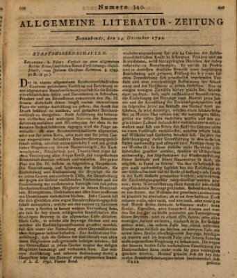 Allgemeine Literatur-Zeitung (Literarisches Zentralblatt für Deutschland) Samstag 24. Dezember 1791