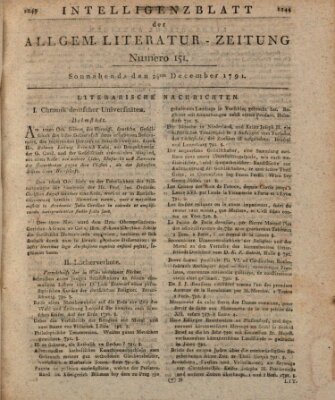 Allgemeine Literatur-Zeitung (Literarisches Zentralblatt für Deutschland) Samstag 24. Dezember 1791