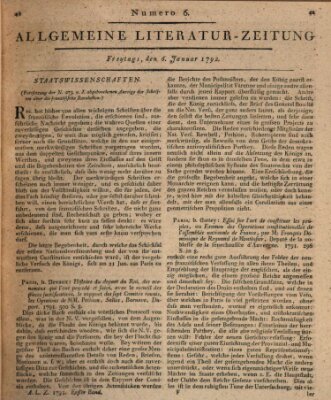 Allgemeine Literatur-Zeitung (Literarisches Zentralblatt für Deutschland) Freitag 6. Januar 1792