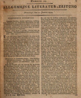 Allgemeine Literatur-Zeitung (Literarisches Zentralblatt für Deutschland) Dienstag 10. Januar 1792