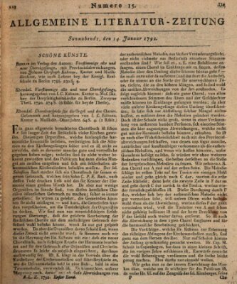 Allgemeine Literatur-Zeitung (Literarisches Zentralblatt für Deutschland) Samstag 14. Januar 1792