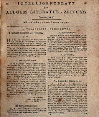 Allgemeine Literatur-Zeitung (Literarisches Zentralblatt für Deutschland) Mittwoch 11. Januar 1792