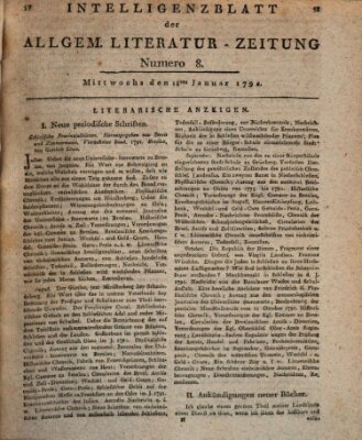 Allgemeine Literatur-Zeitung (Literarisches Zentralblatt für Deutschland) Mittwoch 18. Januar 1792