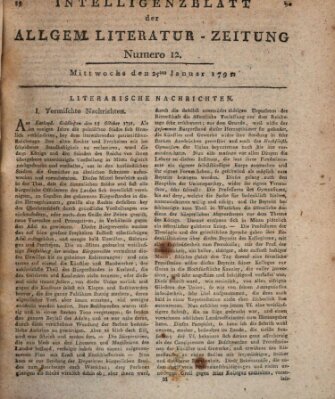 Allgemeine Literatur-Zeitung (Literarisches Zentralblatt für Deutschland) Mittwoch 25. Januar 1792