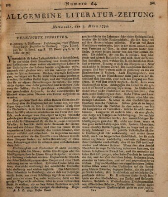 Allgemeine Literatur-Zeitung (Literarisches Zentralblatt für Deutschland) Mittwoch 7. März 1792