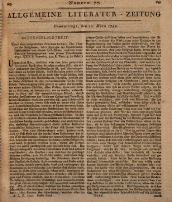 Allgemeine Literatur-Zeitung (Literarisches Zentralblatt für Deutschland) Donnerstag 22. März 1792