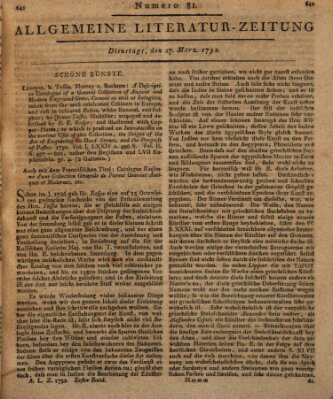 Allgemeine Literatur-Zeitung (Literarisches Zentralblatt für Deutschland) Dienstag 27. März 1792