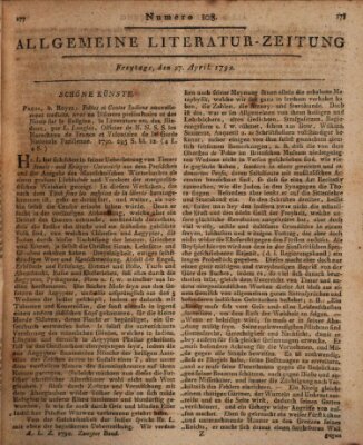 Allgemeine Literatur-Zeitung (Literarisches Zentralblatt für Deutschland) Freitag 27. April 1792