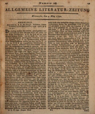 Allgemeine Literatur-Zeitung (Literarisches Zentralblatt für Deutschland) Mittwoch 9. Mai 1792