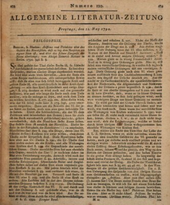 Allgemeine Literatur-Zeitung (Literarisches Zentralblatt für Deutschland) Freitag 11. Mai 1792