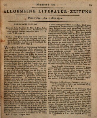 Allgemeine Literatur-Zeitung (Literarisches Zentralblatt für Deutschland) Donnerstag 17. Mai 1792