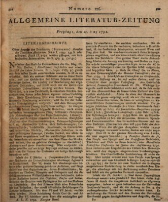 Allgemeine Literatur-Zeitung (Literarisches Zentralblatt für Deutschland) Freitag 18. Mai 1792