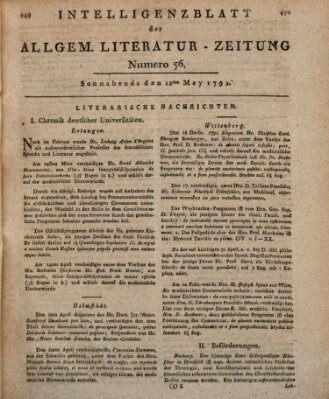 Allgemeine Literatur-Zeitung (Literarisches Zentralblatt für Deutschland) Samstag 12. Mai 1792