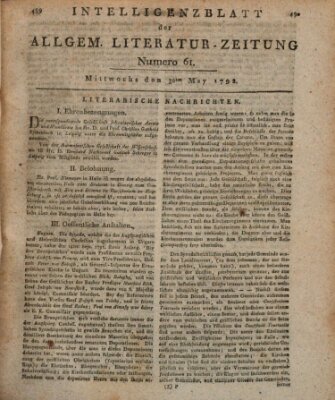 Allgemeine Literatur-Zeitung (Literarisches Zentralblatt für Deutschland) Mittwoch 30. Mai 1792