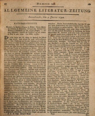 Allgemeine Literatur-Zeitung (Literarisches Zentralblatt für Deutschland) Samstag 9. Juni 1792