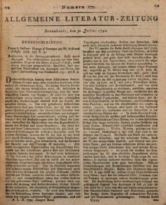 Allgemeine Literatur-Zeitung (Literarisches Zentralblatt für Deutschland) Samstag 30. Juni 1792