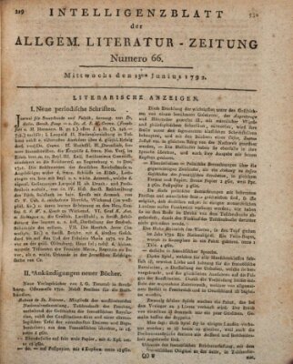 Allgemeine Literatur-Zeitung (Literarisches Zentralblatt für Deutschland) Mittwoch 13. Juni 1792