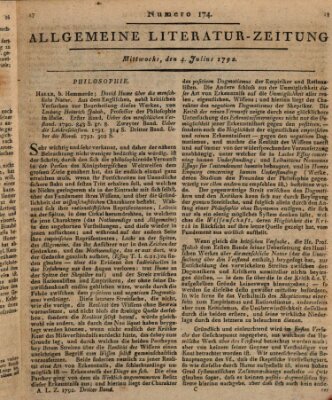 Allgemeine Literatur-Zeitung (Literarisches Zentralblatt für Deutschland) Mittwoch 4. Juli 1792