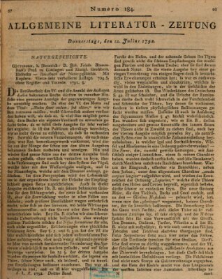 Allgemeine Literatur-Zeitung (Literarisches Zentralblatt für Deutschland) Donnerstag 12. Juli 1792