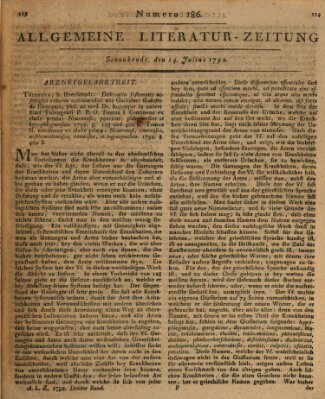 Allgemeine Literatur-Zeitung (Literarisches Zentralblatt für Deutschland) Samstag 14. Juli 1792