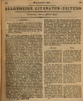 Allgemeine Literatur-Zeitung (Literarisches Zentralblatt für Deutschland) Dienstag 24. Juli 1792