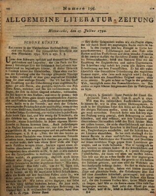 Allgemeine Literatur-Zeitung (Literarisches Zentralblatt für Deutschland) Mittwoch 25. Juli 1792