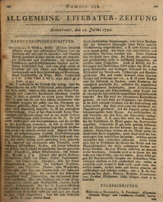 Allgemeine Literatur-Zeitung (Literarisches Zentralblatt für Deutschland) Samstag 28. Juli 1792