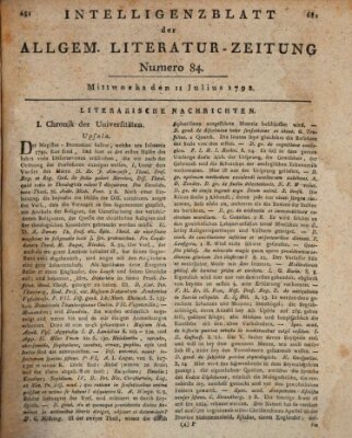 Allgemeine Literatur-Zeitung (Literarisches Zentralblatt für Deutschland) Mittwoch 11. Juli 1792